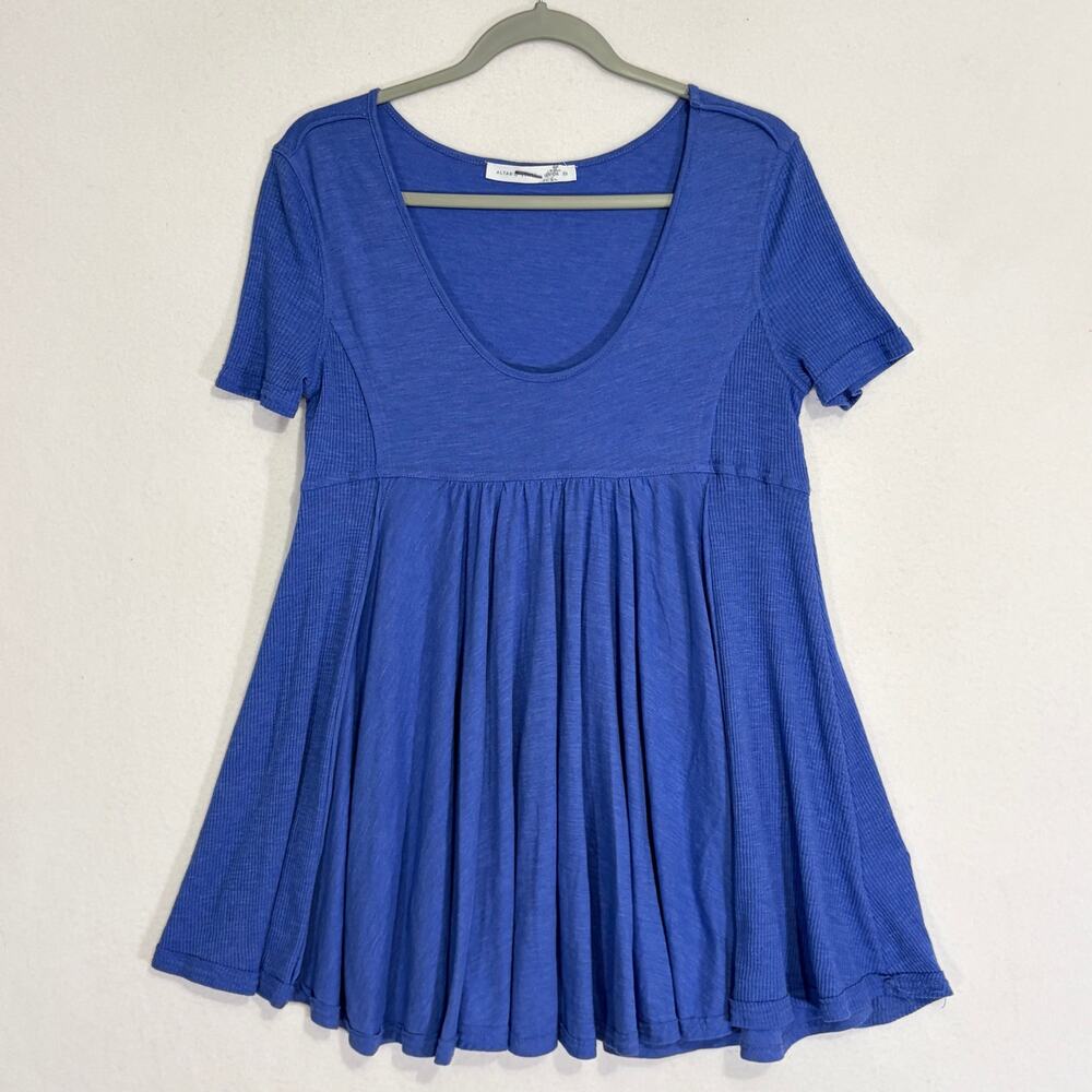 Altar'd State Babydoll Top Womens Medium Scoop Neck Soft Knit Ruffles Peplum